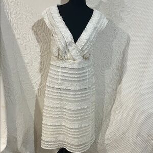 Tadashi Ivory Ruffled Dress, size 10